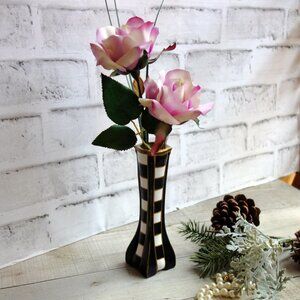 Checked Bud Vase & Roses Mackenzie Inspired Buffalo Check Vase Courtly Decor